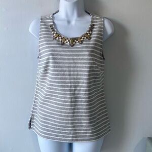 JCrew Striped Beaded Top XS